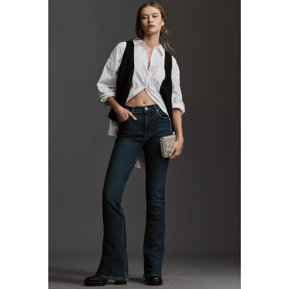 AGOLDE "Nico" AGOLDE Nico High-Rise Slim Straight Bootcut Jeans, dark blue denim